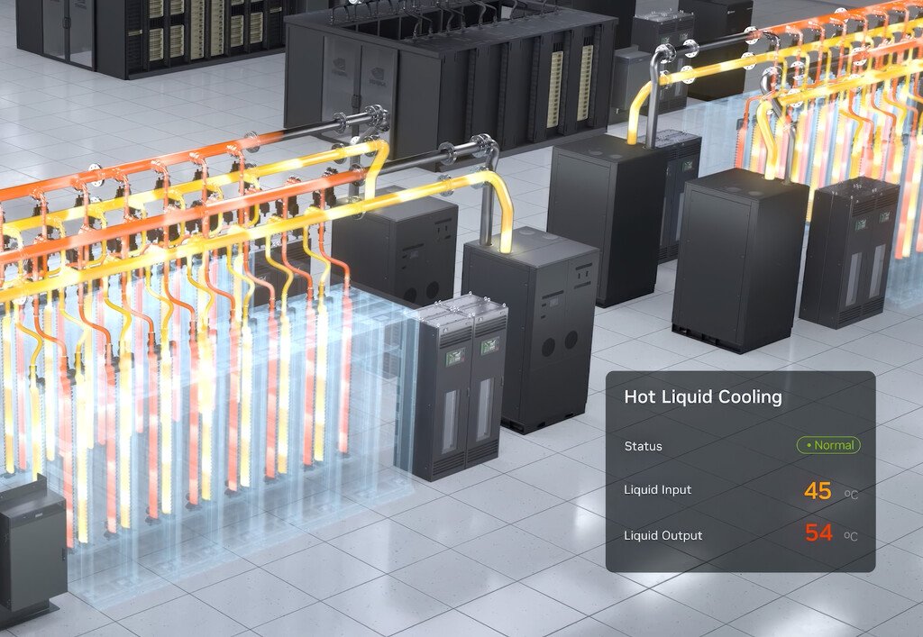 NVIDIA presenta un sistema de refrigeración para centros de datos de IA con líquido a 45°C