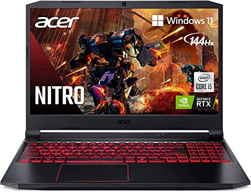 Acer Nitro 5 Portátil Gaming, 15.6" 144 Hz IPS Full HD, Intel Core i5-10300H, NVIDIA GeForce RTX 3050 GPU, 8GB DDR4 RAM, 256GB NVMe SSD, Teclado QWERTY Inglés, Windows 11 Home