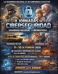 La Universidad de Almería celebra el 9 y 10 de febrero sus II Jornadas de Ciberseguridad sobre Seguridad Nacional
